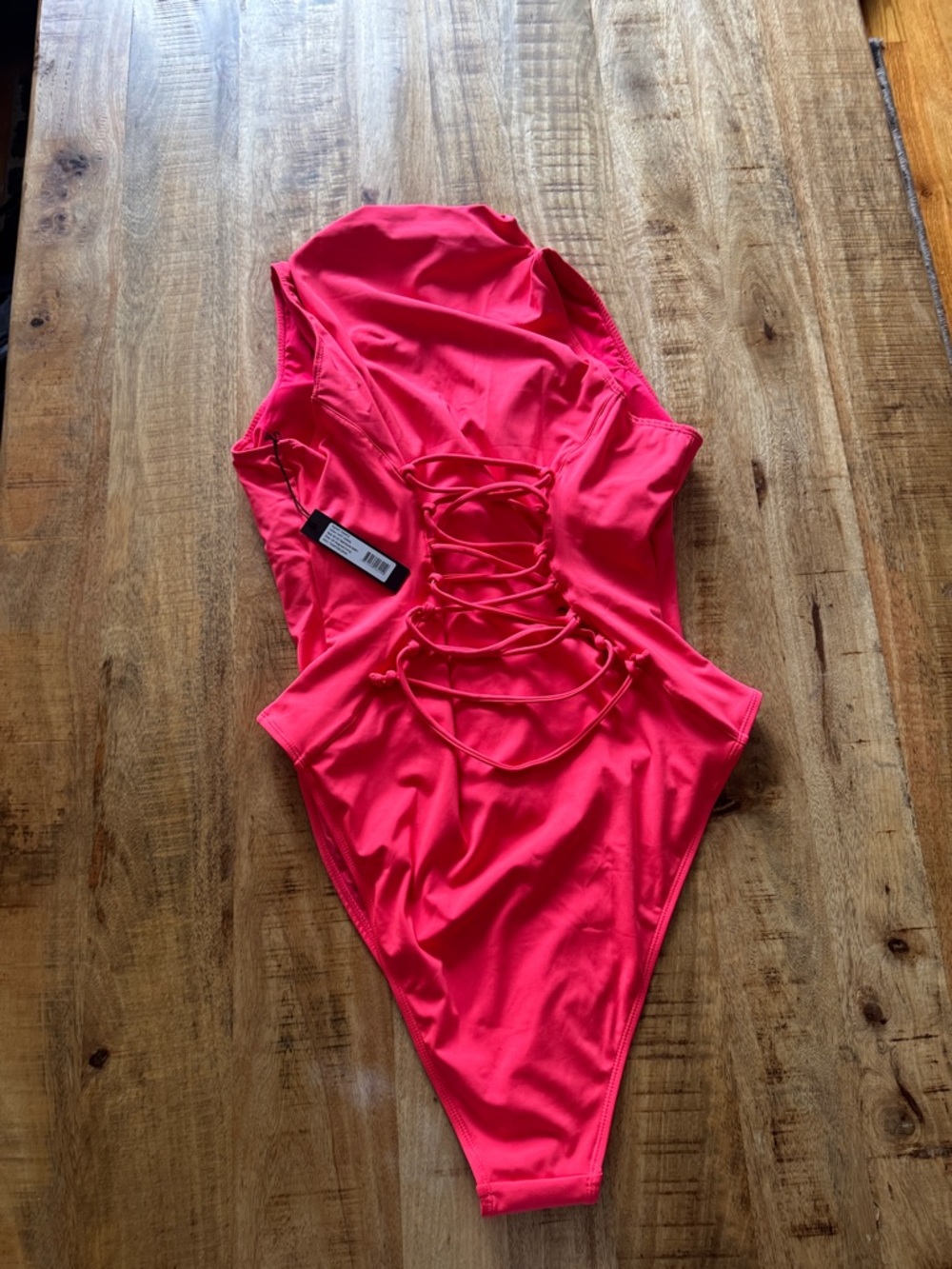 TA3 Hot Coral high cut sleeveless surfy 3X Zip-Front One-Piece Swimsuit - Picture 8 of 8